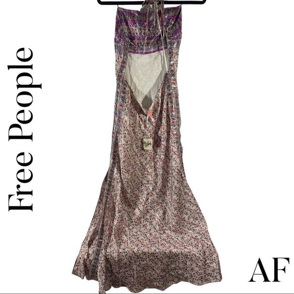 FREE PEOPLE NIA GIA SILK MIDI DRESS NEW NWT LARGE - Picture 5 of 11